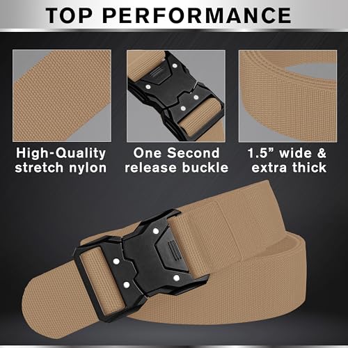 TECEUM Belt – Coyote B6 L – Heavy-Duty, Work, Hiking, Rigger, EDC Men’s Belts – Quick-Release – Nylon Web3