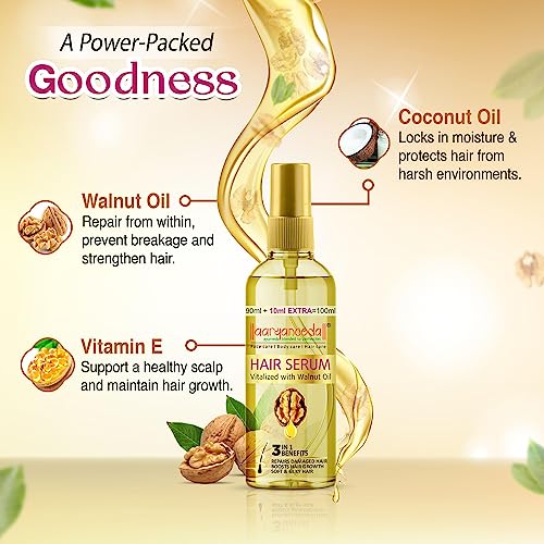 Aryanveda Hair Serum Vitalized with Walnut Oil - Serum for Hair Growth and Straightening, 45 mL (Pack of 2) - Image 5