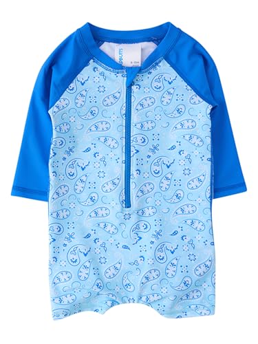 Image of RUGGEDBUTTS Baby /Toddler Boy Swimsuit, One Piece Zipper Rash Guard Sunsuit with UPF 50+ Sun Protection