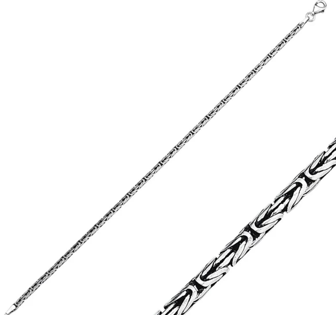 Königskette Massiv Rund 925er Echt Silber oxidiert 2,5mm Breite, Halskette (50 - 60cm Länge) oder Armband (20cm Länge) Herren Kette, mit Schmuckbox, Herren-Schmuck Geschenkidee Vatertag, Geschenke Männer