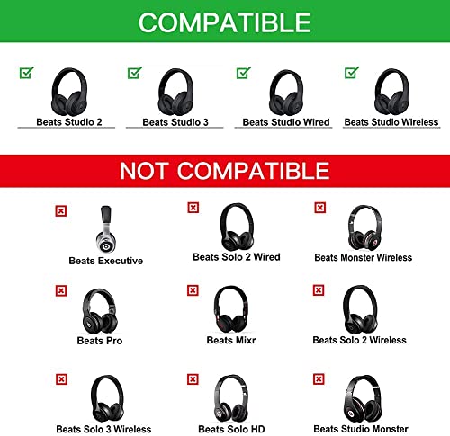 Alitutumao Studio 2.0 Memory Foam Ear Pads Protein Leather Replacement Earpads Ear Cushion Ear Cups Compatible with Beats Studio 2.0 Wired Studio 2.0 Wireless Sutdio 3.0 Over-Ear Headphones (Black) miniatura 7