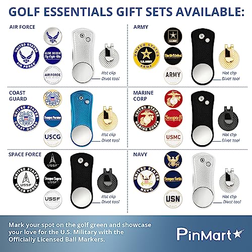 Image of PinMart's Officially Licensed Marine Corps Golf Essentials Gift Set, Divot Tool, Hat Clip, Magnetic Ball Markers, Large Golf Ball Marker with Presentation Box - Gifts and Accessories