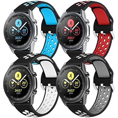 ESeekGo 22mm Bands Compatible with Samsung Galaxy Watch 3 45mm/Samsung Galaxy Watch 46mm/Samsung Gear S3 Frontier/Gear S3 Classic, Soft Sport Silicone Quick Release Bands Men Women, 4 Pack Large-C Cover
