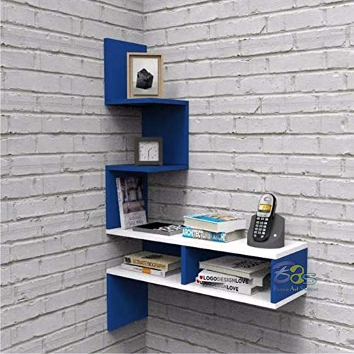 Device Bas with BROWN ART SHOPPEE Engineered Wood Decorative Big Zigzag Corner Wall Mount Floating Wall Shelves (Blue and White). (B08Y93ZYGL) Amazon Price History, Amazon Price Tracker