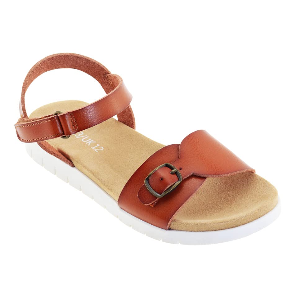 Vonair Girls Sandals Strappy Cute Flats Dress Sandals for Girls Kids Summer Shoes Open Toe with Hook Loop