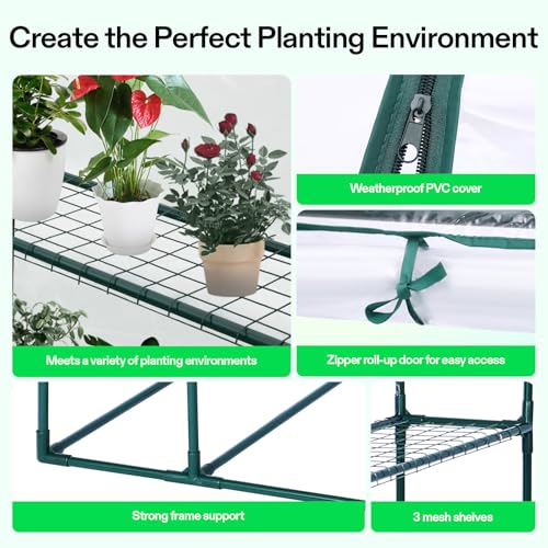 Image of VIVOSUN Transparent 57 x 29 x 77-Inch Mini Walk-in Green House with Windows and Anchors, Plant Garden Hot House