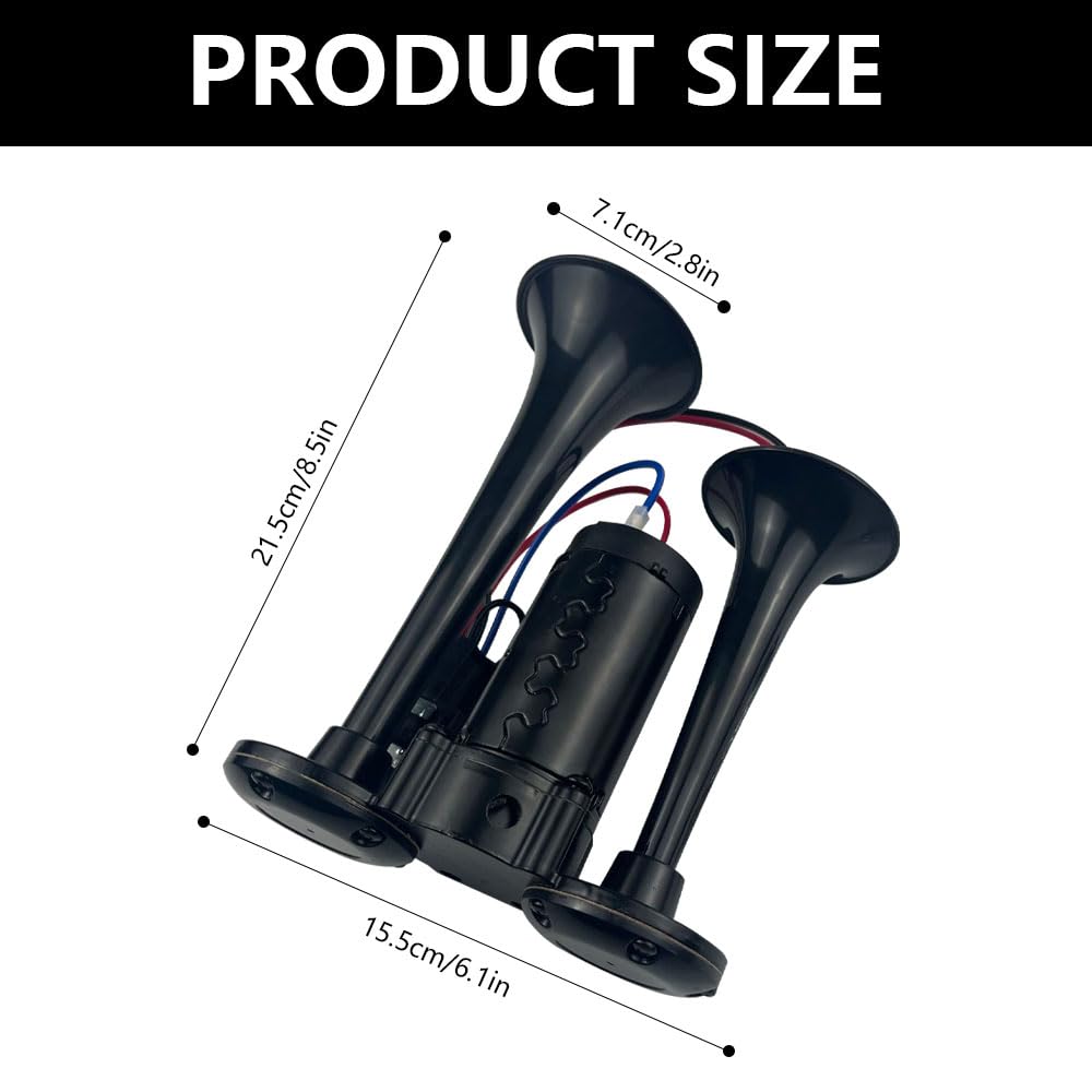 Klaxon Air Comprimé Gobesty 12V 600dB - Double Tube Pour Véhicules