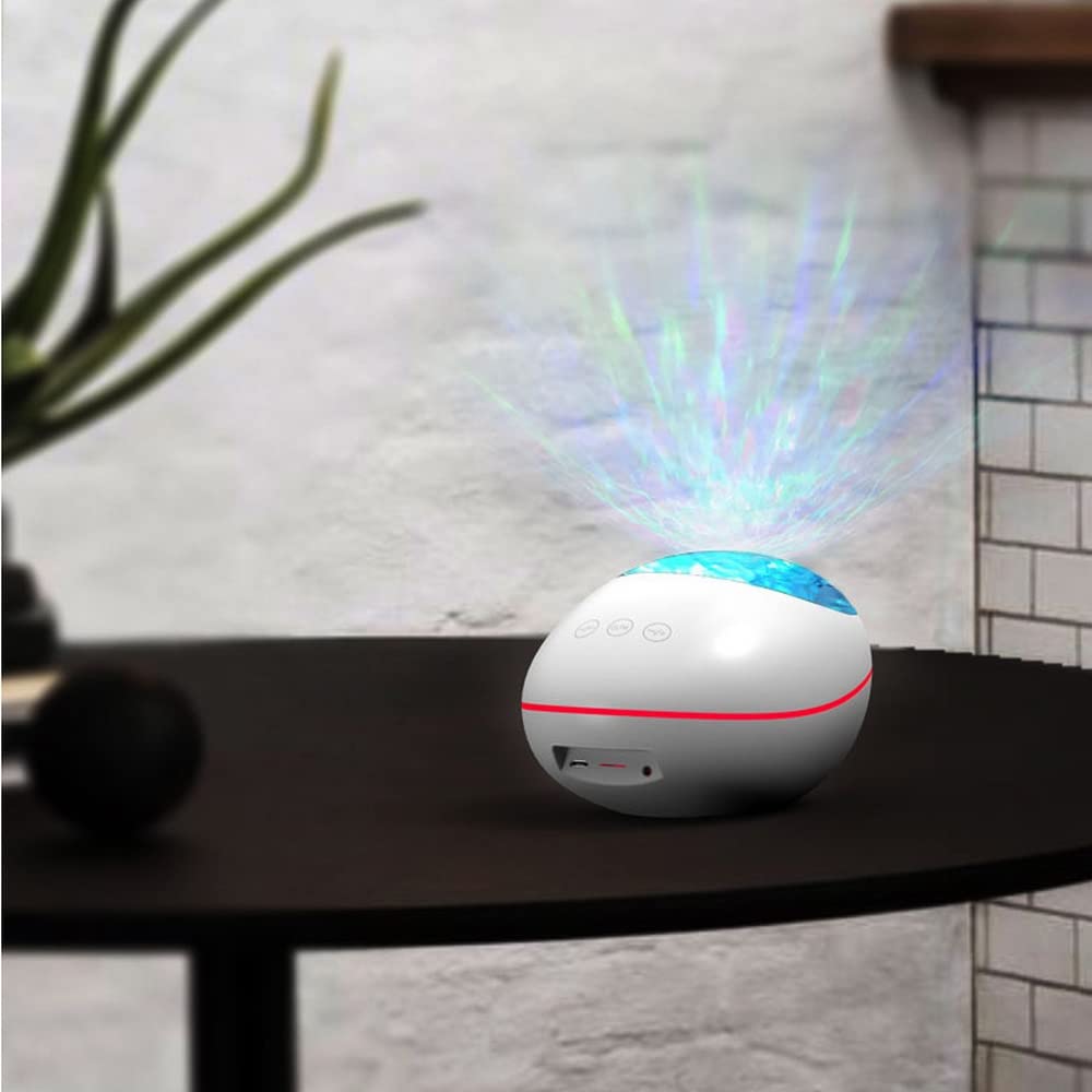 overa Ocean Wave Projector, Lucky Stone Ocean Lights with 12 LED Adjustable Lightness & 8 Lighting Modes, Support Bluetooth Music Speaker Bedside Night Light for Baby, Kids, Adult.