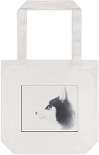 Siberian Husky Gifts For Husky Owner, Siberian Husky Tote Bag For Women, Siberian Husky Dog Tote Bag, Cute Dog Art Print Tote Gift For Dog Mom, Large White Canvas Tote Bag (3) Dog on Both Sides)