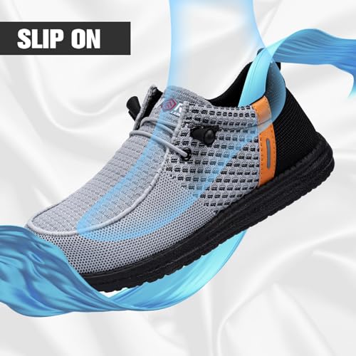 Image of LARNMERN Slip On Steel Toe Shoes Men Loafers Work Safety Tennis Sneakers | Lightweight, Comfortable, Walking, Wide, Hands Free, Lounging, House, Mechanic, Construction, Casual, Dress, Office, 0utdoor