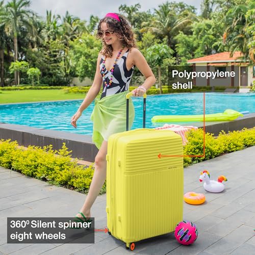 Image of Nasher Miles Krabi Expander Hard-Sided Polypropylene Luggage Set of 2 | 65cm & 75cm | 8 Wheels Medium & Large Trolley Bag for Travel | Suitcase (Yellow)