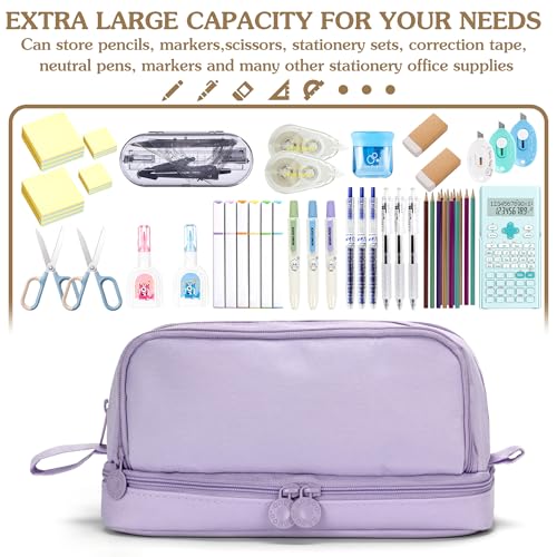 Image of Large Pencil Pouch, Special Preppy Aesthetic Pencil Case with Compartments, Pencil Bag Big for School Teens Office College Girl Boy Men Women Adult