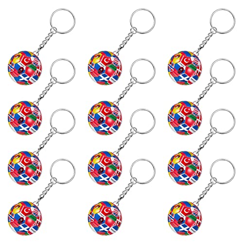 Taiyin Team Keychains Soccer Keychain Football Keychain Sports Ball Key Chains With National Flags For Backpacks Bag Charm Key Ring Stress Ball For Boys Reward, Party Bag Gift Fillers (12 Pcs) #TOP25