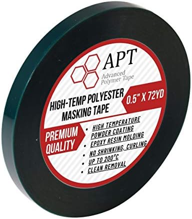 APT Polyester Tape with Silicone Adhesive, High Temperature, 3.5 Mil Thickness, Powder Coating, E-Coating (1, 0.5" x 72 Yds)
