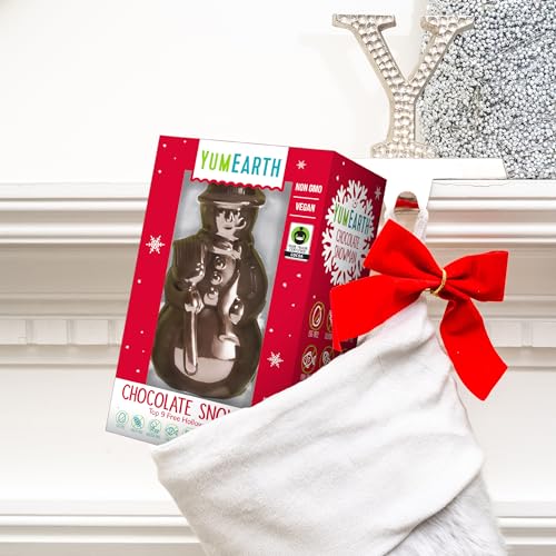 Image of YumEarth Fair Trade Dairy Free Chocolate Snowman - Allergen Friendly, Non GMO, Vegan with Rice Milk - No Artificial Dyes - 1 2oz Hollow Snowman Christmas Candy