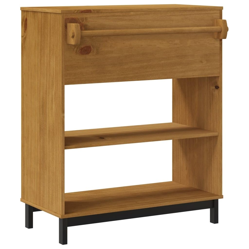 Mesa de bar de madera maciza de pino FLAM 92 x 45 x 110 cm, mesa alta con mucho espacio de almacenamiento y tablero fuerte para bebidas y aperitivos