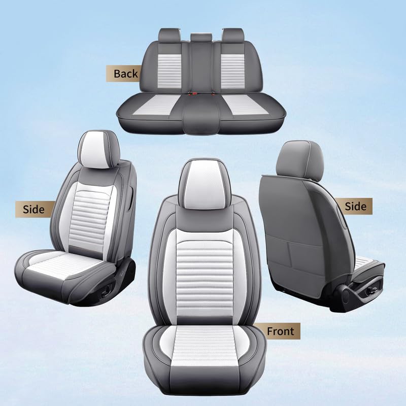 Image of Seat Covers Full Set Fit for Chevy /Chevrolet Spark 2012-2022, Grey&White