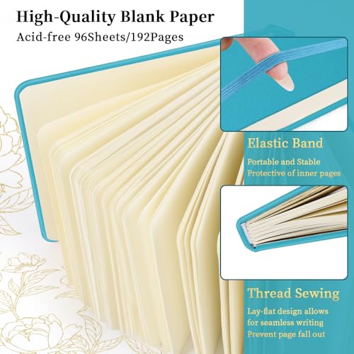 Image of 5x5 Pocket Sketch Book,80gsm Hardcover Art Sketchbook for Drawing Journal | PU Cover,Blank Paper,96Sheets /192Pages,Lay-Flat,Portable Travel Creation Paint Diary Memo Planner,Dry Media.Lake Blue