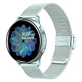 TRUMiRR Band for Galaxy Watch Active2 40mm 44mm Cloud Silver Women Men, Mesh Woven Stainless Steel Watchband Quick Release Strap for Samsung Galaxy Watch Active 2 40mm 44mm SM-R830/R820