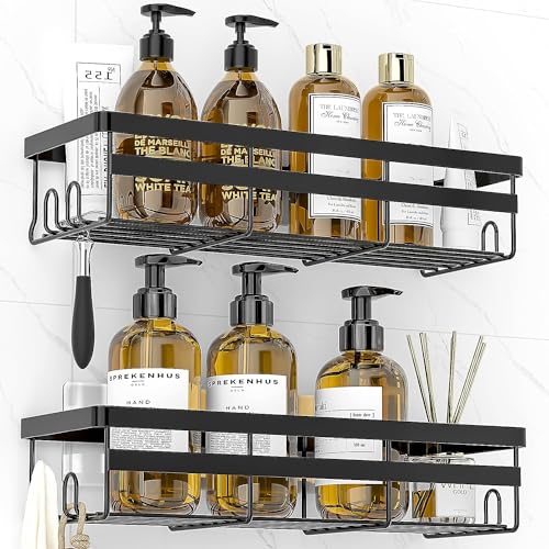 Image of Boniry Bathroom Shelf for Wall 2 Pack - Adhesive Hanging Shower Caddy - Bathroom Organizers and Storage, No Drilling Stainless Steel Shelves for Home Decor, Bathroom Accessories