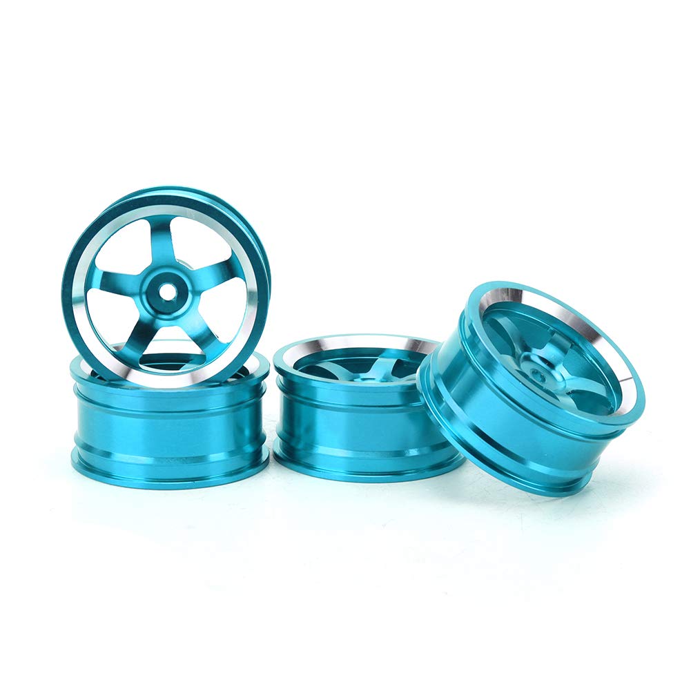 Lot de 4 moyeux de roue de voiture télécommandée, adaptateurs de moyeu en alliage d'aluminium 1/10 pour voiture 94123 Tour Drift (bleu) Accessoire de
