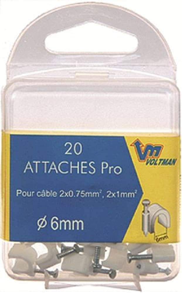 VOM512209 Box of 20 Cable Clips Diameter 6 mm White