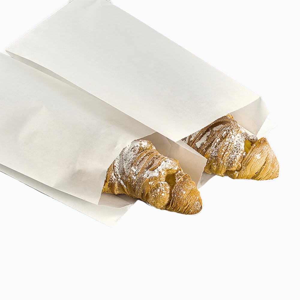 VIRSUS 200 Sacchetti Bianchi in Carta Kraft per Alimenti 14x30