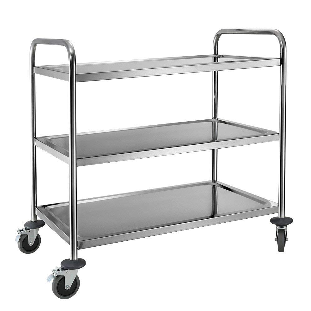 Buy 3 Tier Stainless Steel Utility Cart with Locking Wheels Kitchen