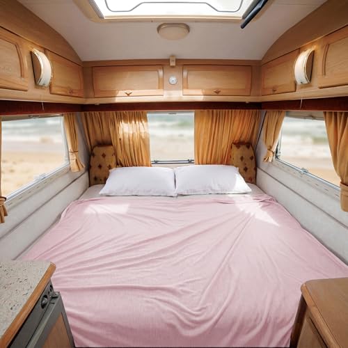 Image of Bedsure Pink Cooling Blanket Queen Size for Hot Sleepers - Summer Cold Blanket for Queen Size Bed with Rayon Derived from Bamboo, Ice Cool Cold Arc-Chill Thin Summer Bedding Essentials, 90x90
