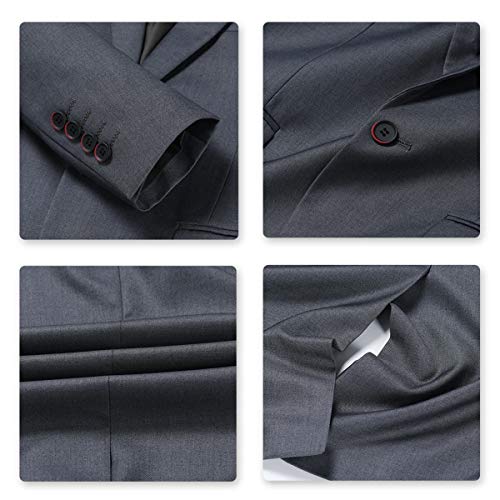 Costume Homme 3 Pcs Costard Blazer Veste et Pantalon Gilet Mariage Party Smoking, Gris, L - Image 7