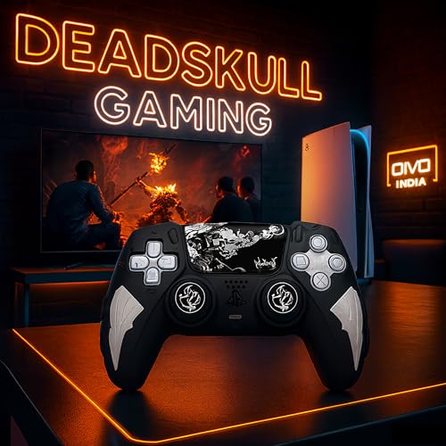 Image of DEADSKULL Thunder Edition Silicone Controller Sleeve, Anti-Slip Protective Cover Skin Compatible with PlayStation 5 Controller, Compatible with DualSense Wireless Controller (Black & White)