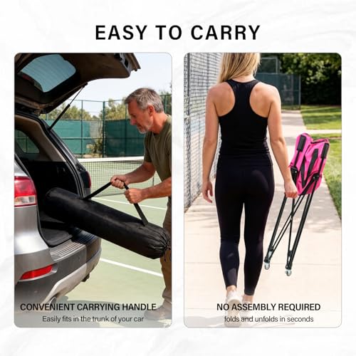 Image of BESTHLS Foldable Tennis Ball Hopper, Pickleball Baseball Hopper Basket | Tennis Ball Basket, Folding Tennis Ball Cart with Detachable Storage Bag, with Wheels, for 120 Balls(Balls Not Included)