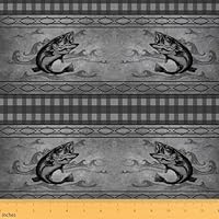 Homemissing Fish Upholstery Fabric for Chairs 2 Yards (L184*W150cm) s Kids Pike Fish for Home DIY Projects, Waterproof Indoor Outdoor Decor Fishing and Hunting Fabric by The Yard Buffalo Check Grey