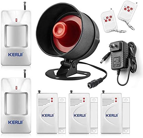 KERUI Upgraded Standalone Home Office Shop Security Alarm System Kit,Wireless Loud Indoor/Outdoor Weatherproof Siren Horn with Remote Control and Door Contact Sensor,Motion Sensor,Up to 115db