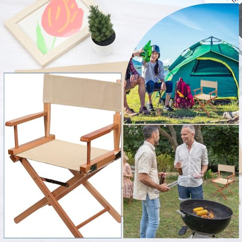 GORGECRAFT Stuhl-Ersatz Leinen Beige Lässig Regisseur Film-Stühle Bezüge Kit Regiestuhlbezug egiestuhl Canvas Ersatzsitz Tragbare Klappstühle Abdeckung Direktoren Stuhlhusse für Home Director Stuhl