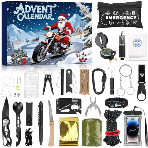 Überlebensset-Adventskalender 2025 für Männer - 24 Tage Outdoor-Überlebensausrüstung Geschenk für erwachsene & jugendliche Jungs, Weihnachts-Countdown-Kalender 2025, Weihnachtsüberraschung für Outdoor Überlebensset-Adventskalender 2025 für Männer - 24 Tage Outdoor-Überlebensausrüstung Geschenk für erwachsene & jugendliche Jungs, Weihnachts-Countdown-Kalender 2025, Weihnachtsüberraschung für Outdoor
