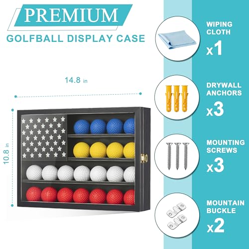 Retro Golf Ball Display Case Holds 22 Balls, 11