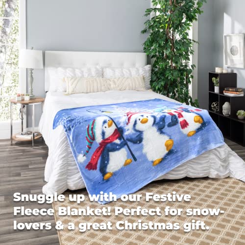 Dawhud Direct Christmas Fleece Blanket For Bed, 50" X 60" Cute Penguin Fleece Throw Blanket For Kids And Adults - Super Soft Plush Christmas Blanket Throw Plush Blanket For Snow Lovers #TOP4