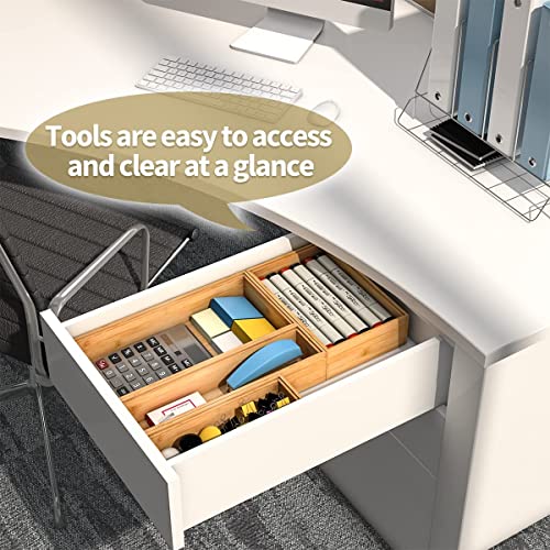 Bambloom Bamboo Kitchen Drawer Organizer, Stackable Silverware Tray Utensil Organizer Cutlery Holder For Kitchen Drawers, Wooden Storage Box For Bathroom Countertop, Multi-Use Drawer Organizer For Office Desk, Cabinet, Makeup, Jewelry - 2 Pack, (9X3X2.5 Inch) #TOP4