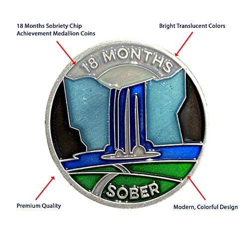 Image of The Achieve Mint 18 Months Sober Token | Eighteen Months Sober Chip | Non-AA Gift, Non-Religious Medallions for Men and Women Celebrating Sobriety