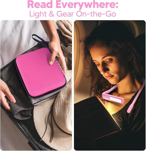 Image of Back to School Gifts Reading Light: 3 Colors Rectangular Floodlight & Round Spotlight Neck Light for Reading Knitting Crochet, Book Light College Dorm Room Essentials Book Lovers Gifts for Teen Girls