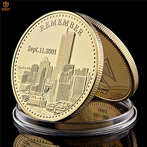 9.11 Century Trade Center Terrorist Attack Statue Of USA Liberty Goddess Gold Souvenirs Coins For Recalling History Crafts Gifts