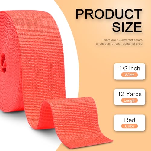 Image of CooBigo 12 Yards Webbing 1 inch & 1.5 inch & 2 inch Polypropylene Webbing Strap 1 Inch 1.5 Inch 2 Inch Wide Webbing Strapping for Bags /Lawn Chair /Pool Solar Cover DIY Crafting