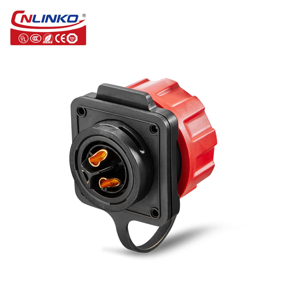 CNLINKO YM-24 Industrieller Wasserdichter Steckverbinder IP68 Rundsteckverbinder Luftfahrtstecker im Militärdesign PBT-Gehäusestecker Aviation-Anschluss M24 Flanschdose (3 Polig)