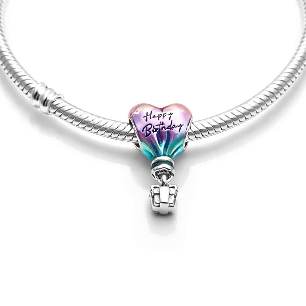 Charm New 2025 Compatibile Tutte Marche Mongolfiera Happy Birthday Compleanno Anniversario Ciondoli Originale Argento 925 Mamma Bead Portafortuna Cuore Natale Perline Verde Fucsia