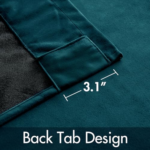 Image of MIULEE Peacock Blue Velvet Curtains 52x72 inches 2 Panels Blackout Curtains | Luxury, Thermal Insulated, Super Soft Window Drapes for Bedroom Living Room, Rod Pocket & Back Tab