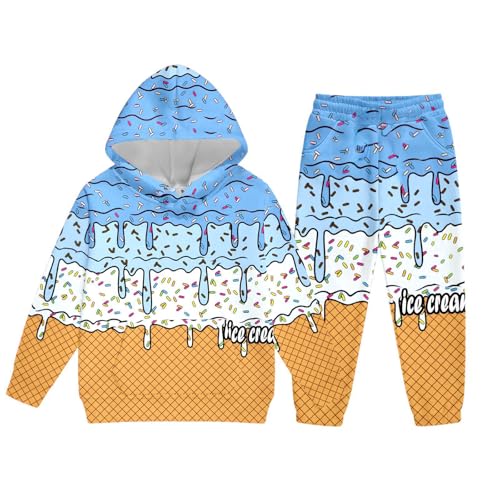 Mason 67 Costume,Boys Ice Cream Sweatsuits 2 Piece Outfit Cute Preppy Baseball Drip Hoodie and Sweatpants Set Kids Tracksuit Winter Clothes