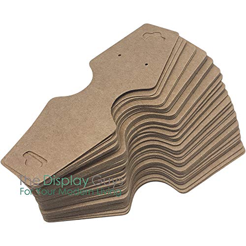 Image of 500-Pack Folding 2x2 Pre-Punched Hanging Jewelry Earrings & Necklace Display Cards (Brown Kraft Paper)