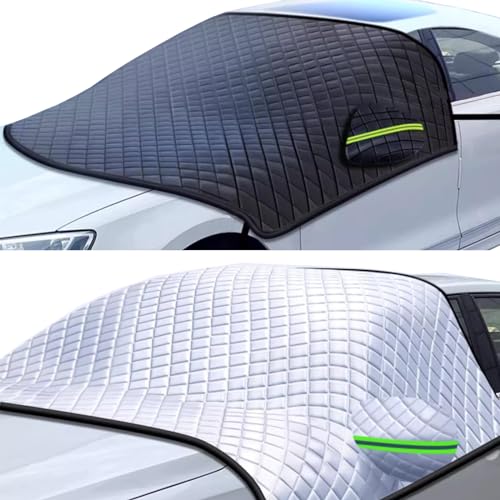 Image of Car Windshield Snow Cover All Weather Windshield Cover with Double Sided Design Windshield Snow Cover Frost,Fog,Ice Removal Foldable Thick Windshield Sunshade for Most Cars SUV