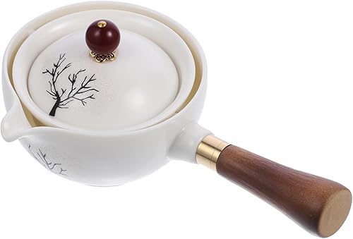 Miniatura 5 de Tetera de cerámica con mango lateral con aislamiento de hojas sueltas, tetera turca de cerámica de hojas sueltas, hervidor de té de cerámica